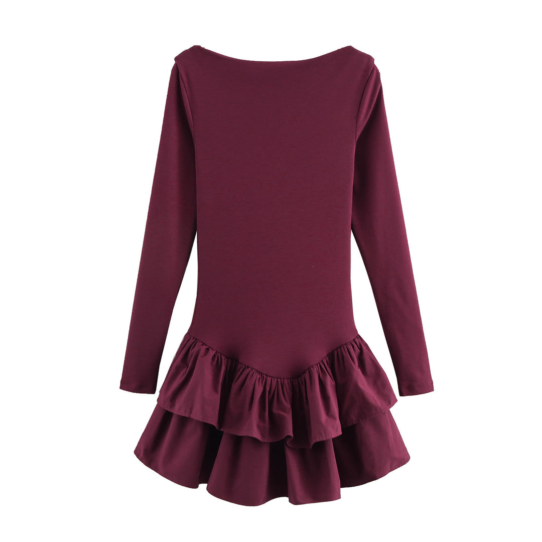 Damen Figurbetontes Minikleid mit Stufenvolants und U‑Boot‑Ausschnitt Drune