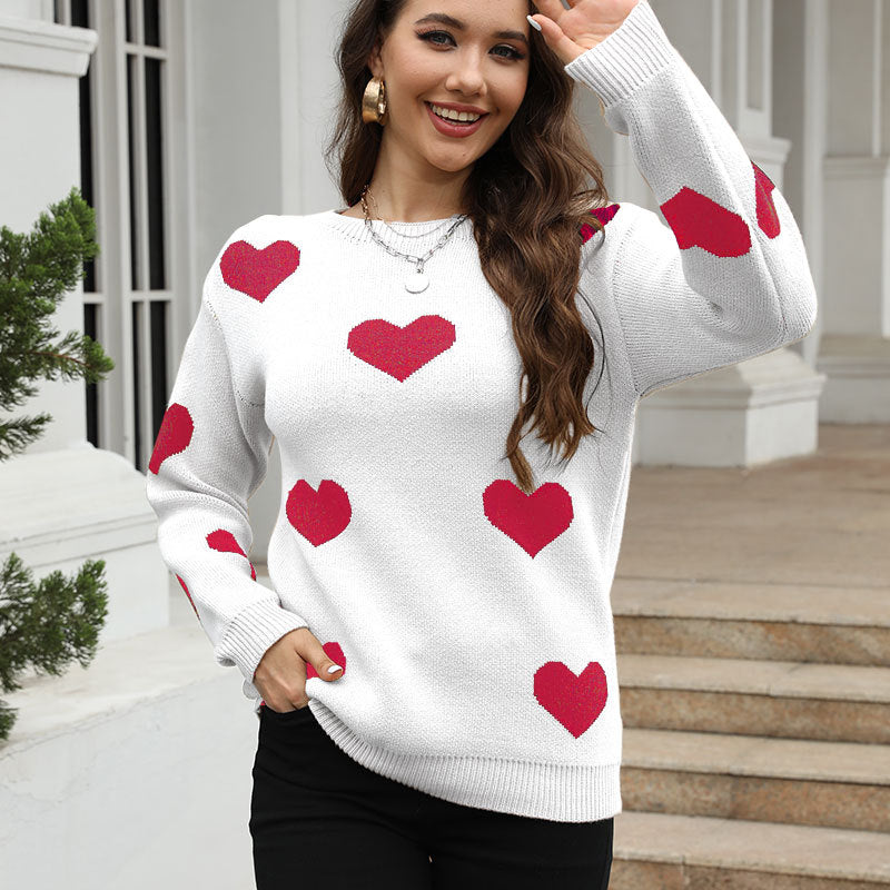 Damen Pullover mit Herzmuster und lässigem Schnitt Drune