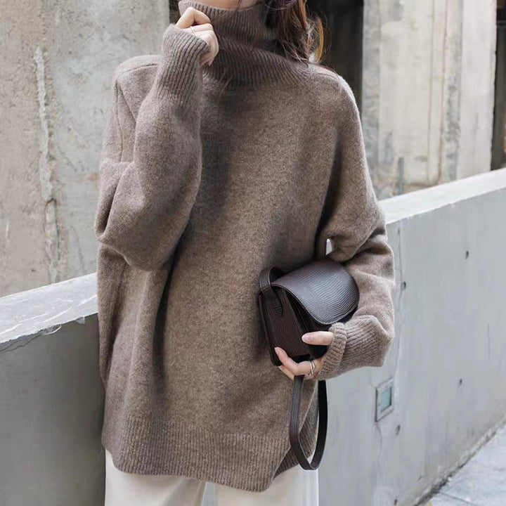 Damen kuscheliger Rollkragenpullover aus hochwertiger Wolle Drune