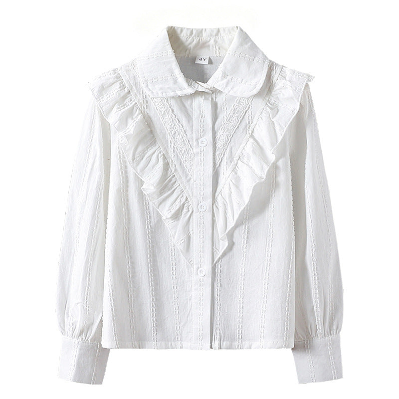 Damen Bluse mit Rüschendetails und feinen Stickereien Drune