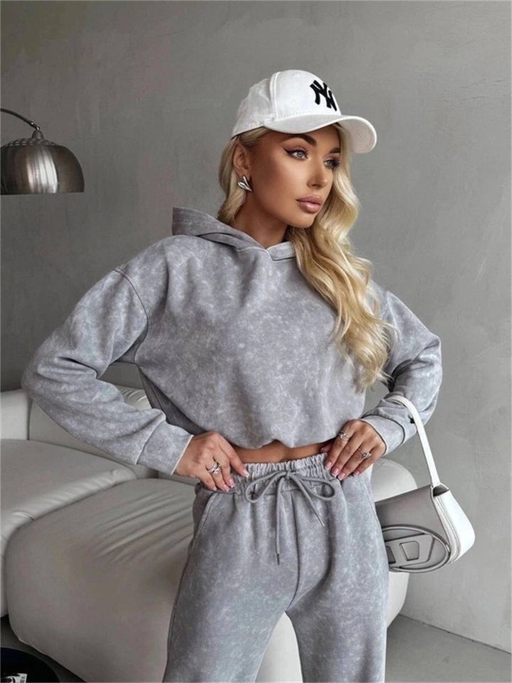 Damen modisches und lässiges Hoodie-Set mit lockerer Passform Drune