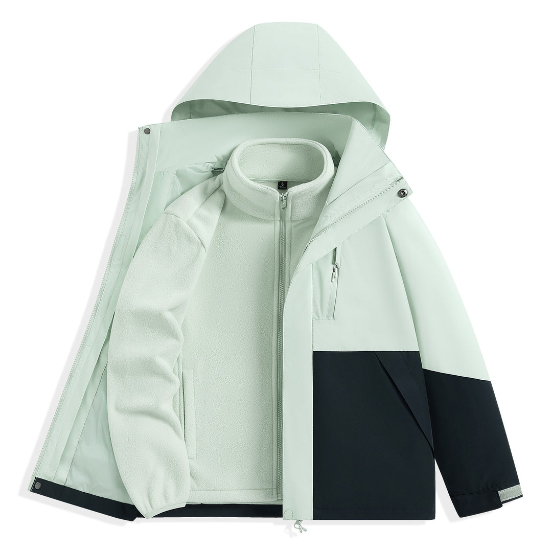 Herren zweilagiger Outdoorparka mit herausnehmbarer Fleece-Innenjacke und Kapuze Drune