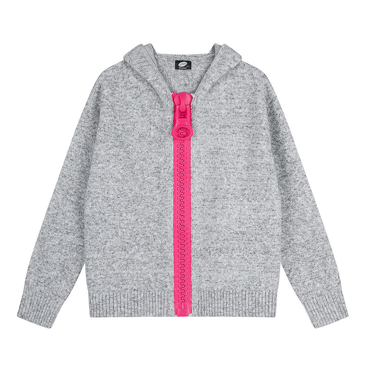 Damen Kapuzen-Strickjacke mit übergroßem Reißverschluss und softem Mohair-Mix Drune