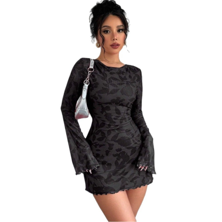 Damen kurzes Kleid mit tiefem Rückenausschnitt und floralem Muster Drune
