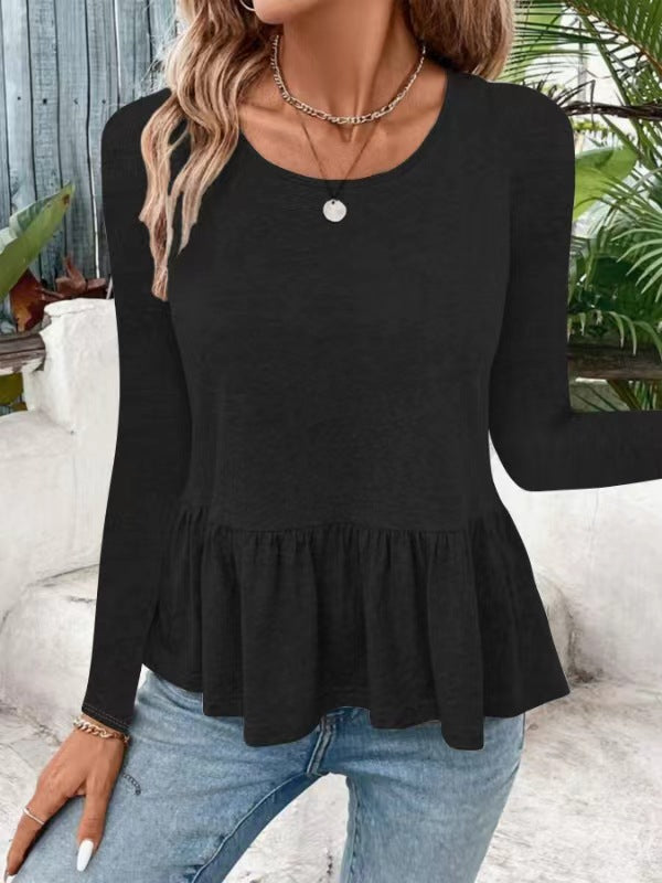 Damen Langarmshirt mit voluminösem Peplumschnitt Drune