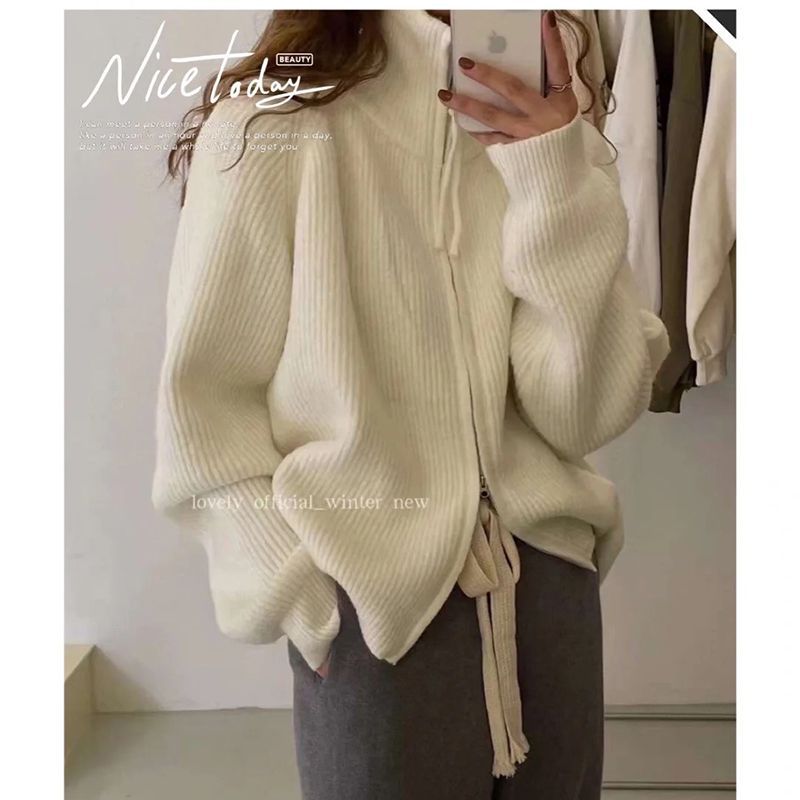 Damen Strickjacke mit asymmetrischem Reißverschluss Drune