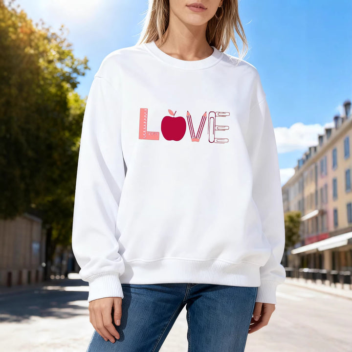 Damen Sweatshirt mit kreativem Love-Motiv Drune
