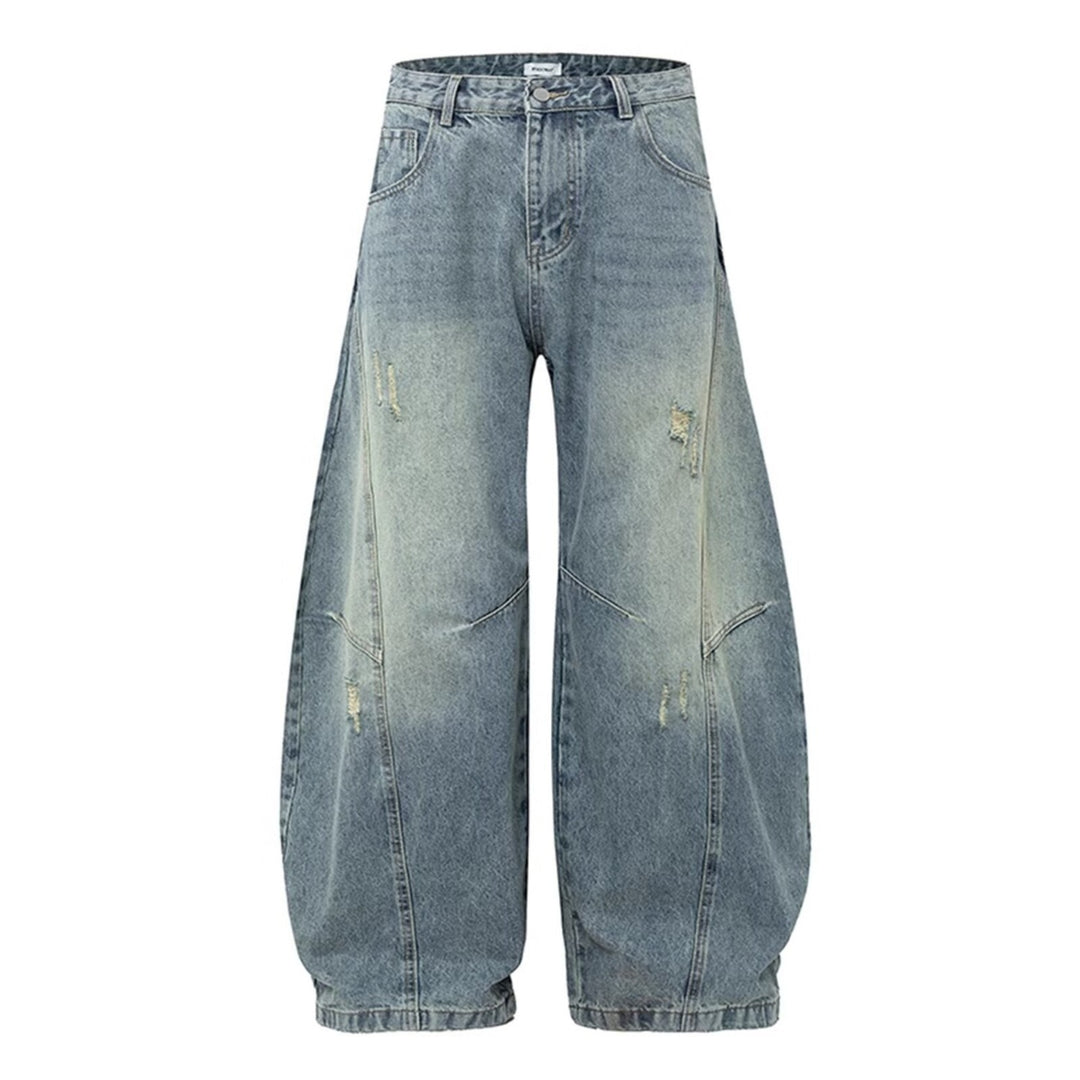 Damen Weitgeschnittene Denim-Hose mit Rissen Drune