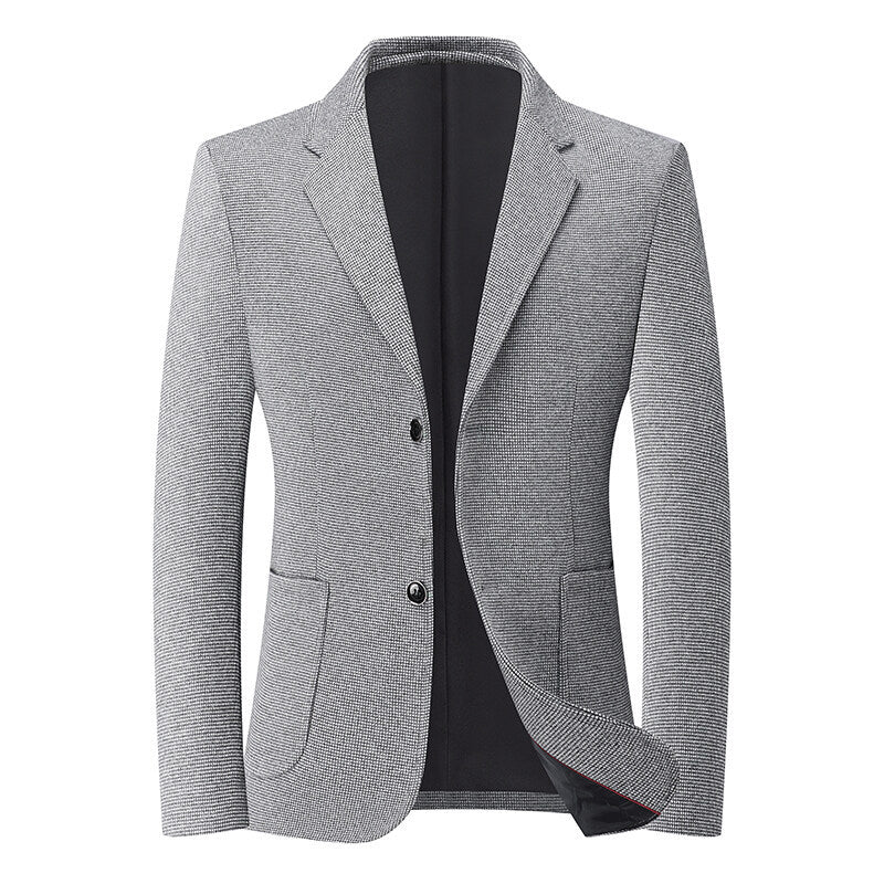 Herren Slim-Fit Blazer im feinen Struktur-Tweed mit aufgesetzten Pattentaschen Drune