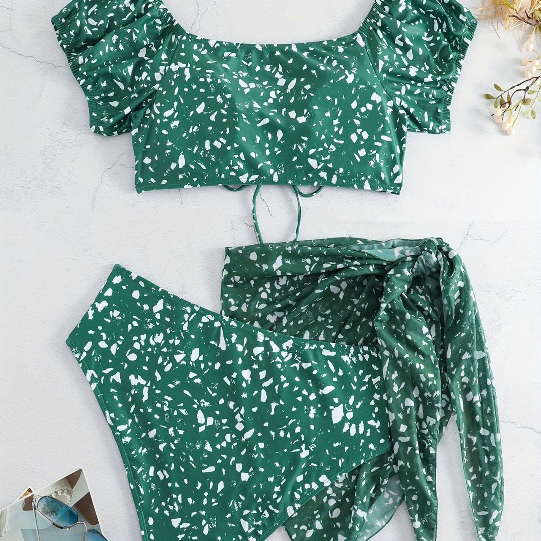 Damen Crop-Bikini Oberteil mit Rüschendetails und passendem Unterteil Drune