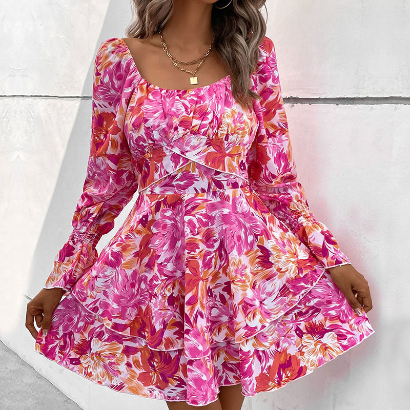Damen Verspieltes Blümchenkleid mit Rüschen Drune