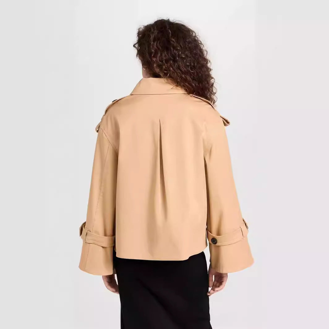 Damen Kurzer Doppelreihiger Trenchcoat im Boxy-Schnitt Drune
