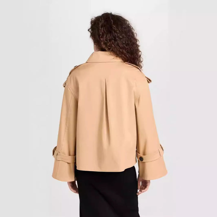 Damen Kurzer Doppelreihiger Trenchcoat im Boxy-Schnitt Drune