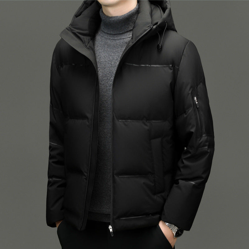 Herren Daunenjacke mit abnehmbarem Kapuzenkragen und wasserabweisender Oberfläche Drune