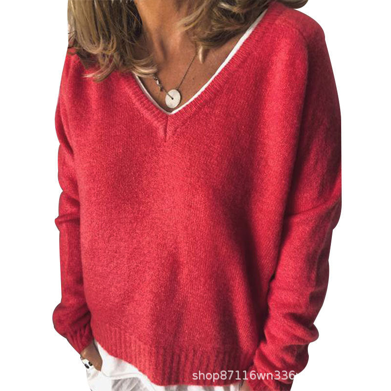 Damen V-Ausschnitt Pullover aus weichem Strick Drune