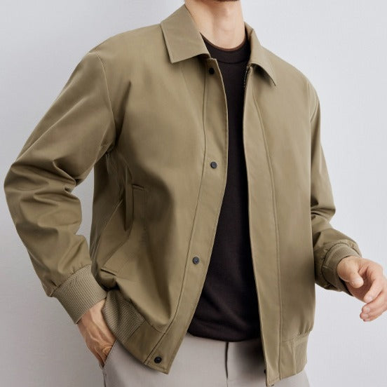 Herren klassische Harringtonjacke mit Rippsaum und verdecktem Reißverschluss Drune