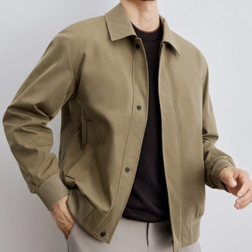 Herren klassische Harringtonjacke mit Rippsaum und verdecktem Reißverschluss Drune