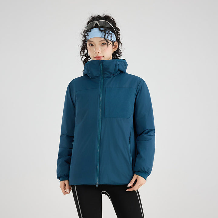 Damen Isolierte Outdoor-Steppjacke mit Kapuze, Brustpasse und elastischen Bündchen Drune