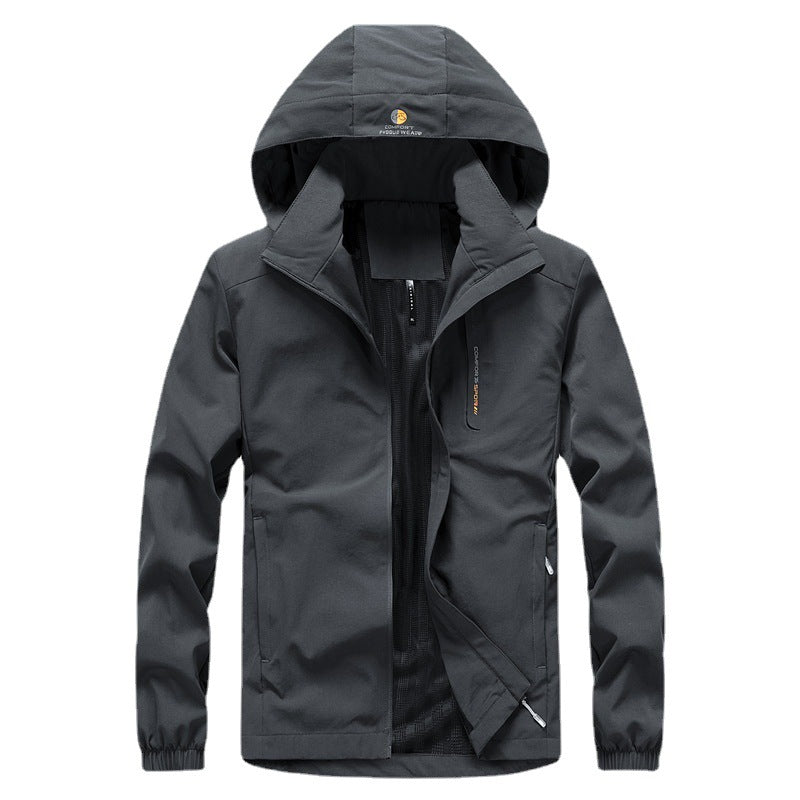 Herren Leichte Softshelljacke mit Kapuze wasserdichter Membran und Reißverschlusstaschen Drune