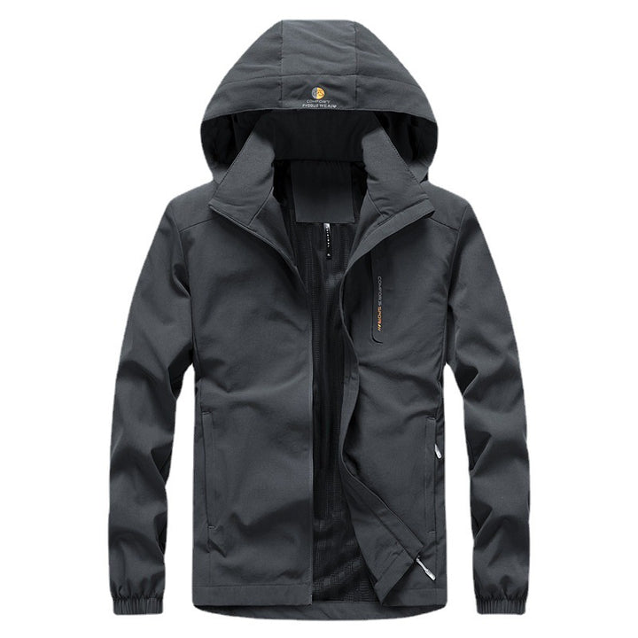 Herren Leichte Softshelljacke mit Kapuze wasserdichter Membran und Reißverschlusstaschen Drune