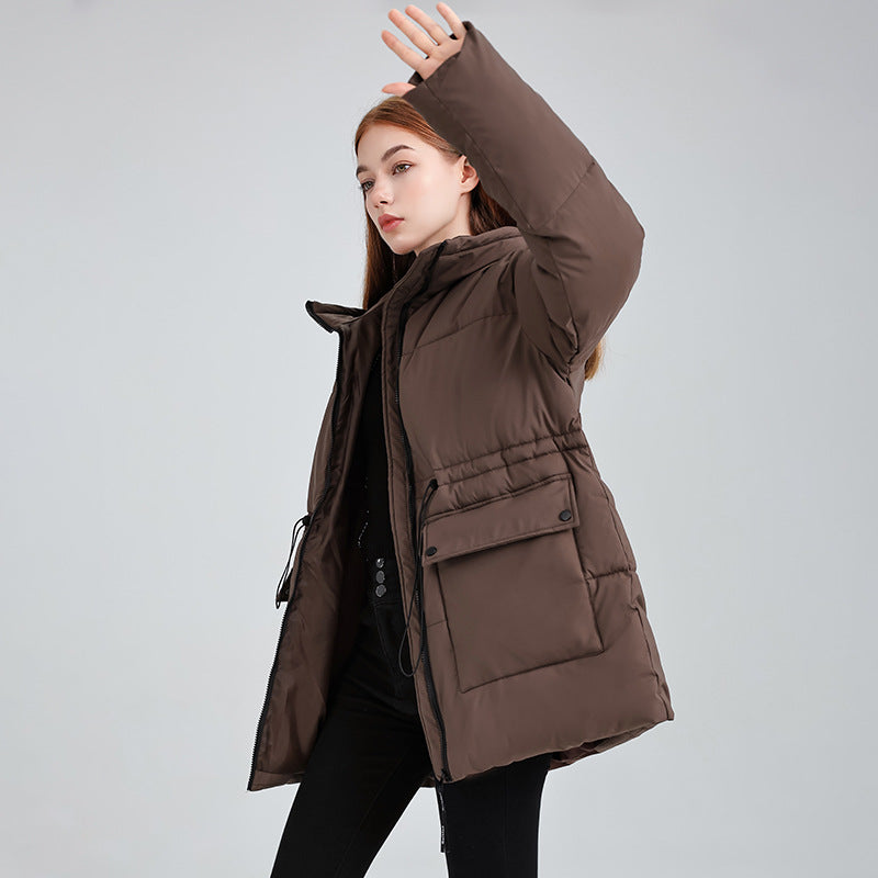 Damen Wattierter Parka mit Kapuze, Tunnelzug und Pattentaschen Drune