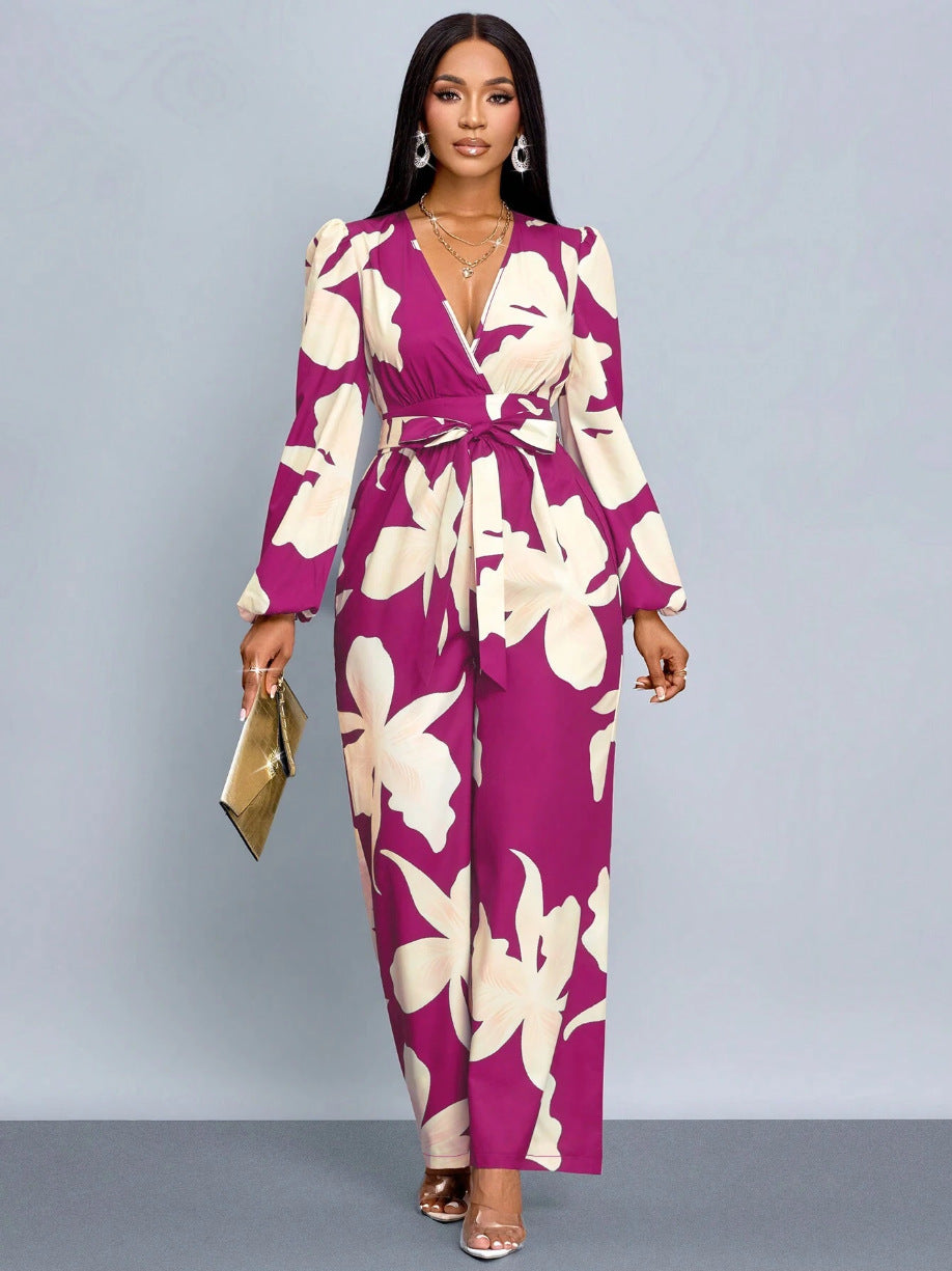 Damen Elegantes Maxikleid mit tiefem V-Ausschnitt und Novoline Drune