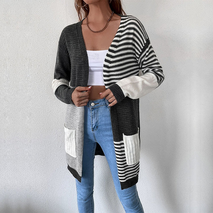 Damen Modischer Strickcardigan mit geometrischem Muster Drune