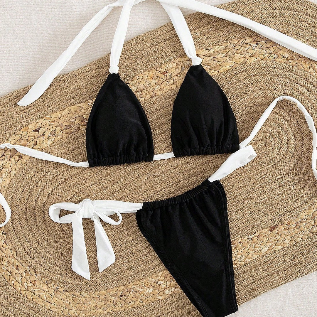 Damen Triangel-Bikini mit verstellbaren Trägern und femininem Bindedetail Drune