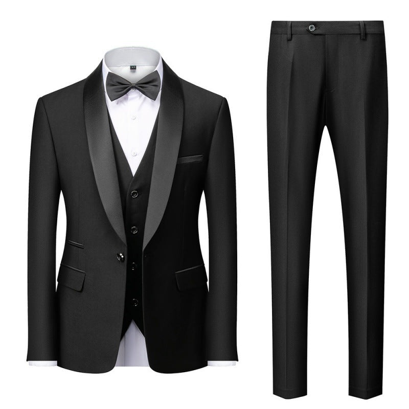 Herren nan dreiteiliges Smoking-Set mit Schalkragen, taillierter Weste und schlanker Passform Drune