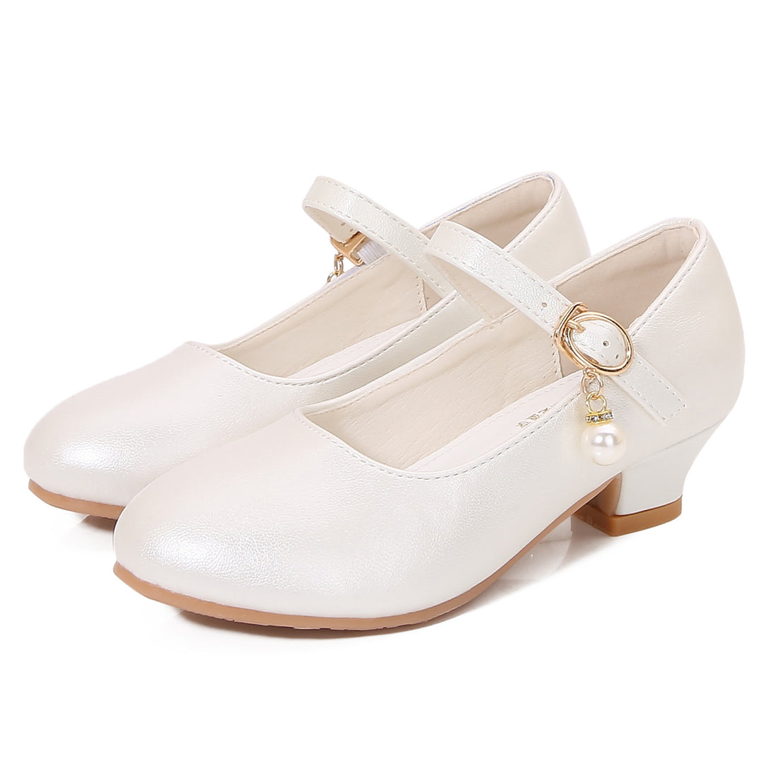 Mädchen Elegante Ballerinas mit verstellbarem Riemen und Perlenanhänger Drune