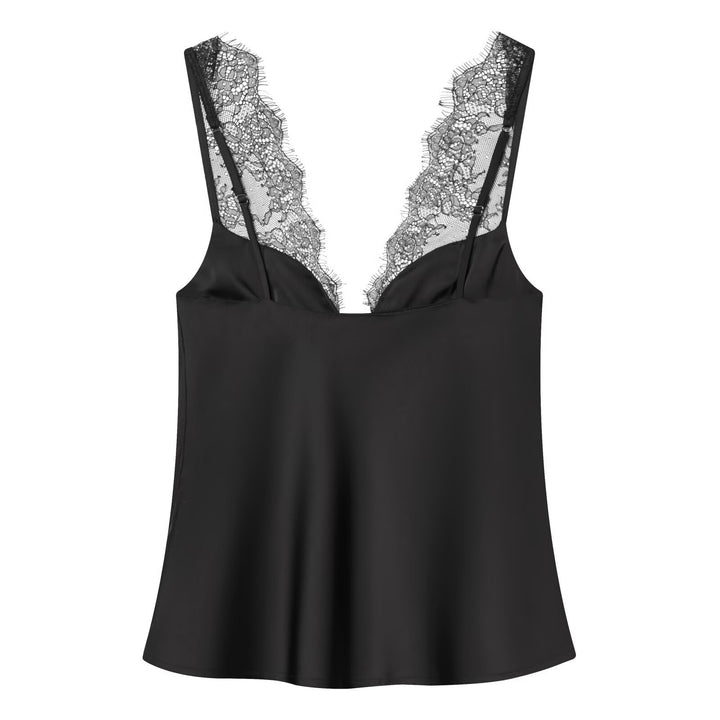 Damen elegantes Camisole-Top mit Spitzenbesatz und hochwertigem Stoff Drune