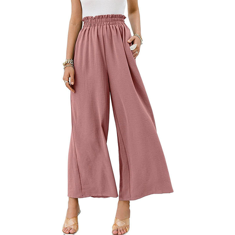 Damen Weite Palazzo-Hose mit elastischem Bund Drune