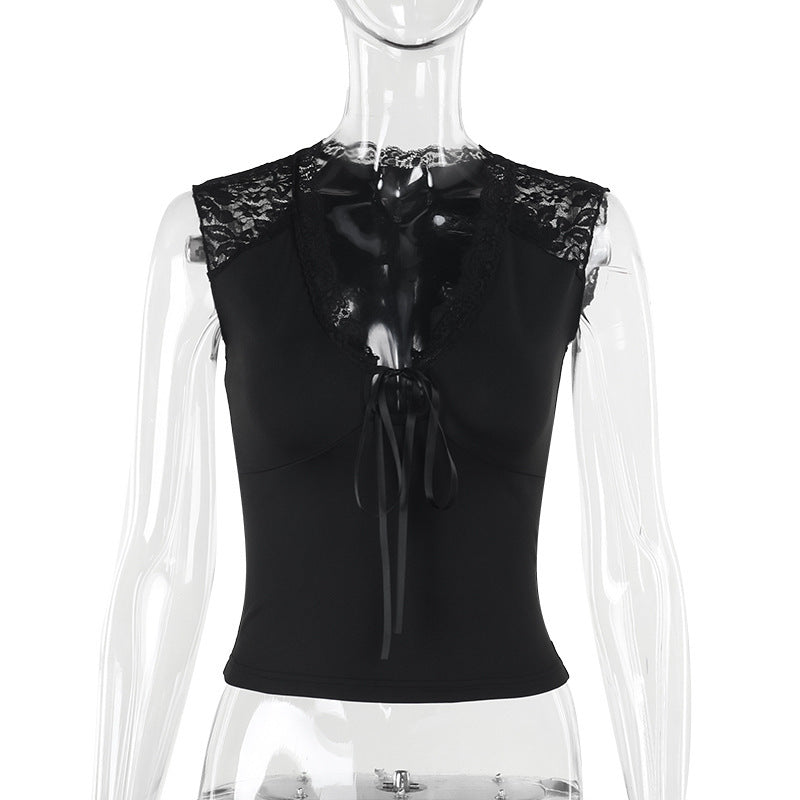 Damen Spitzen-Bustier mit dekorativen Schleifendetails Drune