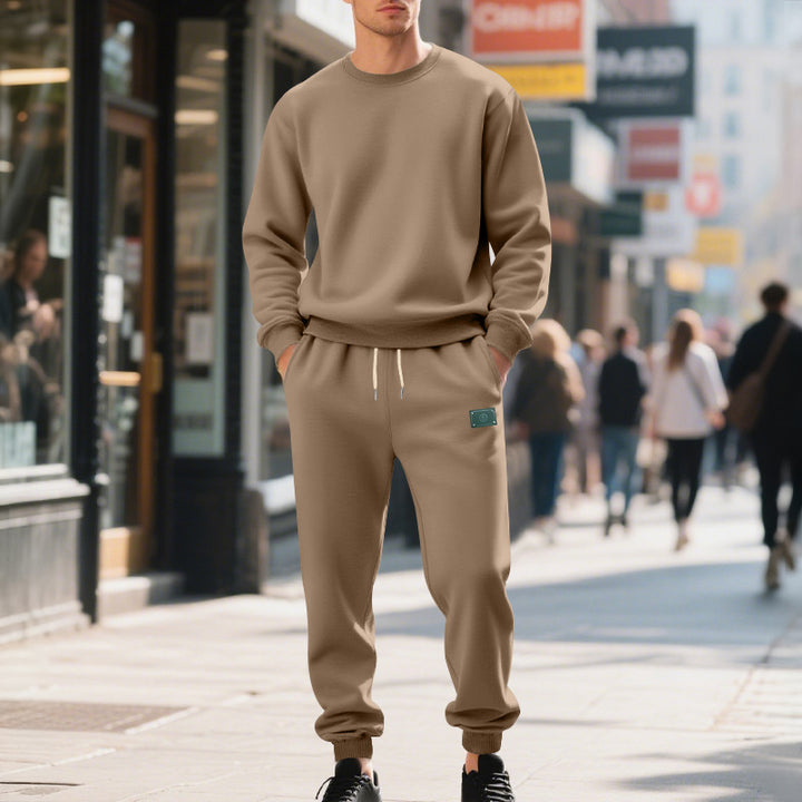 Herren lässiger Sweat-Anzug mit elastischem Bund und Kängurutaschen Drune