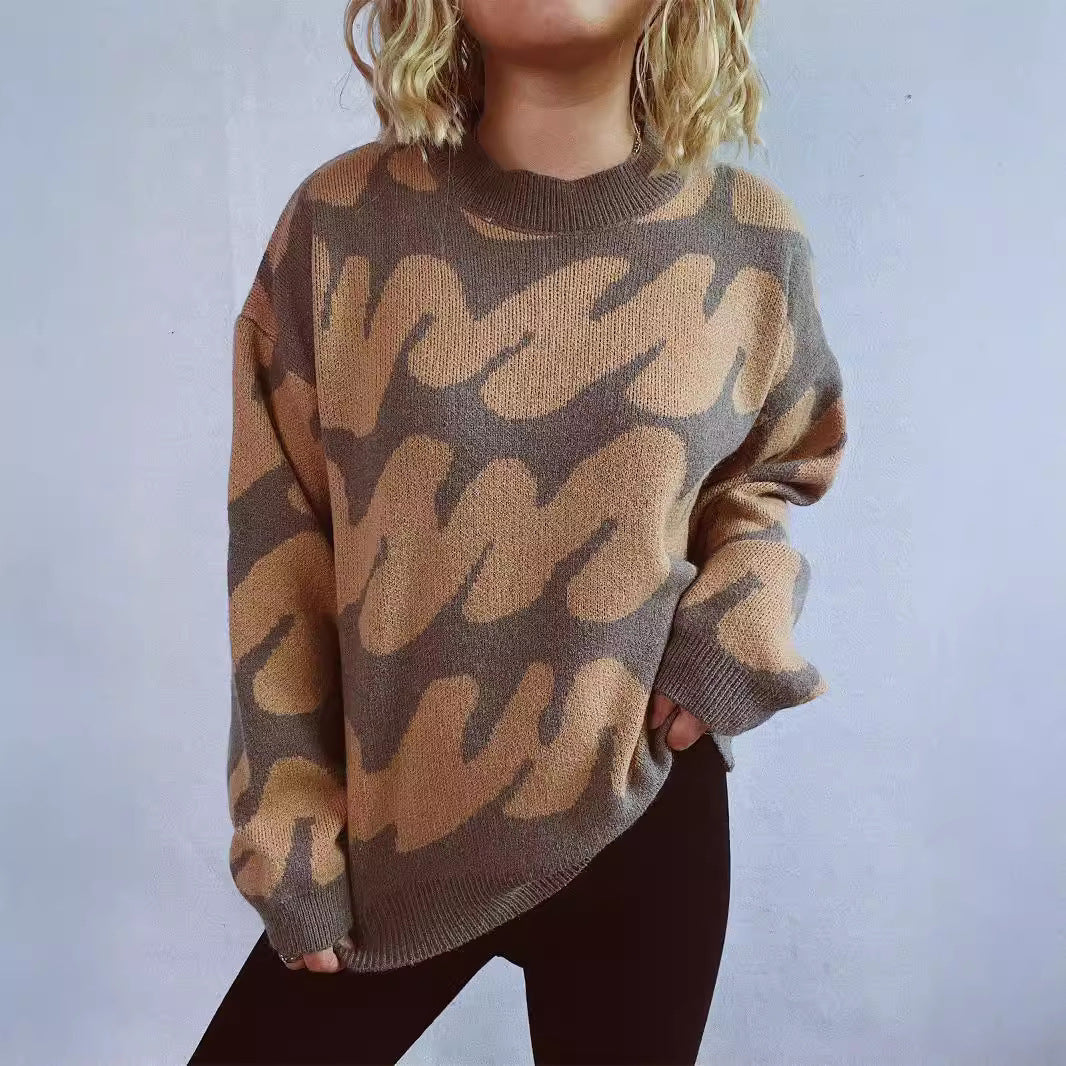 Damen Oversized Strickpullover mit auffälligem Muster Drune