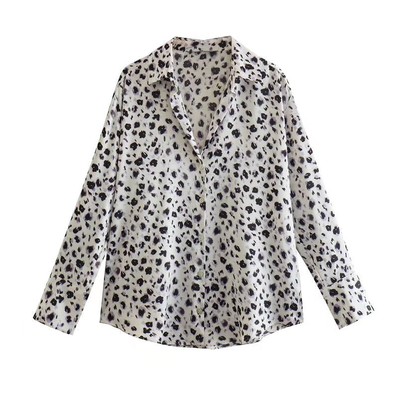 Damen Oversized Satinbluse mit Hemdkragen und breiten Manschetten Drune