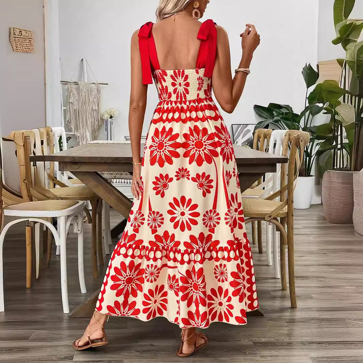 Damen Elegantes Maxikleid mit Blumenmuster und charmanten Trägern Drune