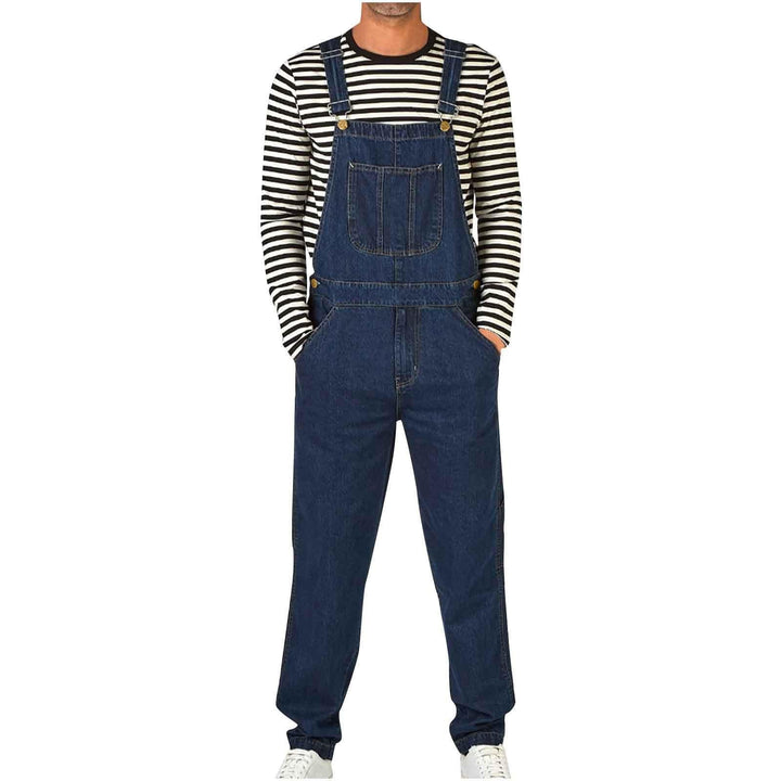 Herren Jeans Latzhose mit Taschen und verstellbaren Trägern