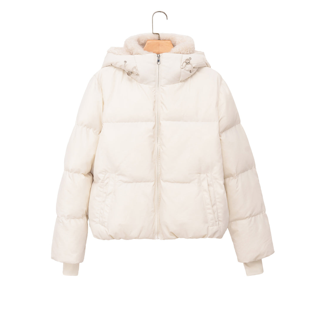 Damen Kurze Steppjacke mit Teddykragen Drune