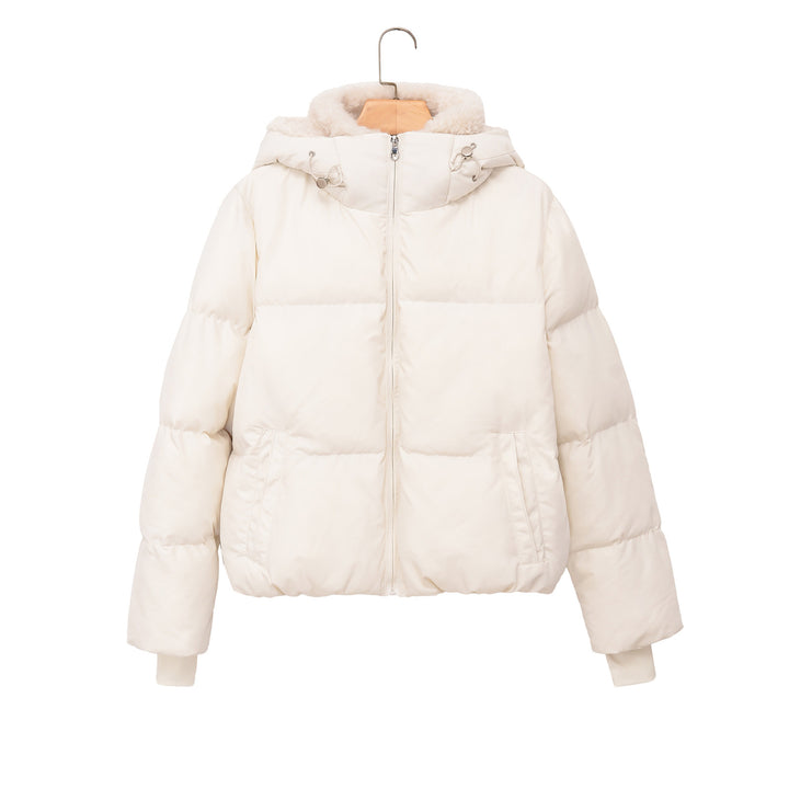 Damen Kurze Steppjacke mit Teddykragen Drune
