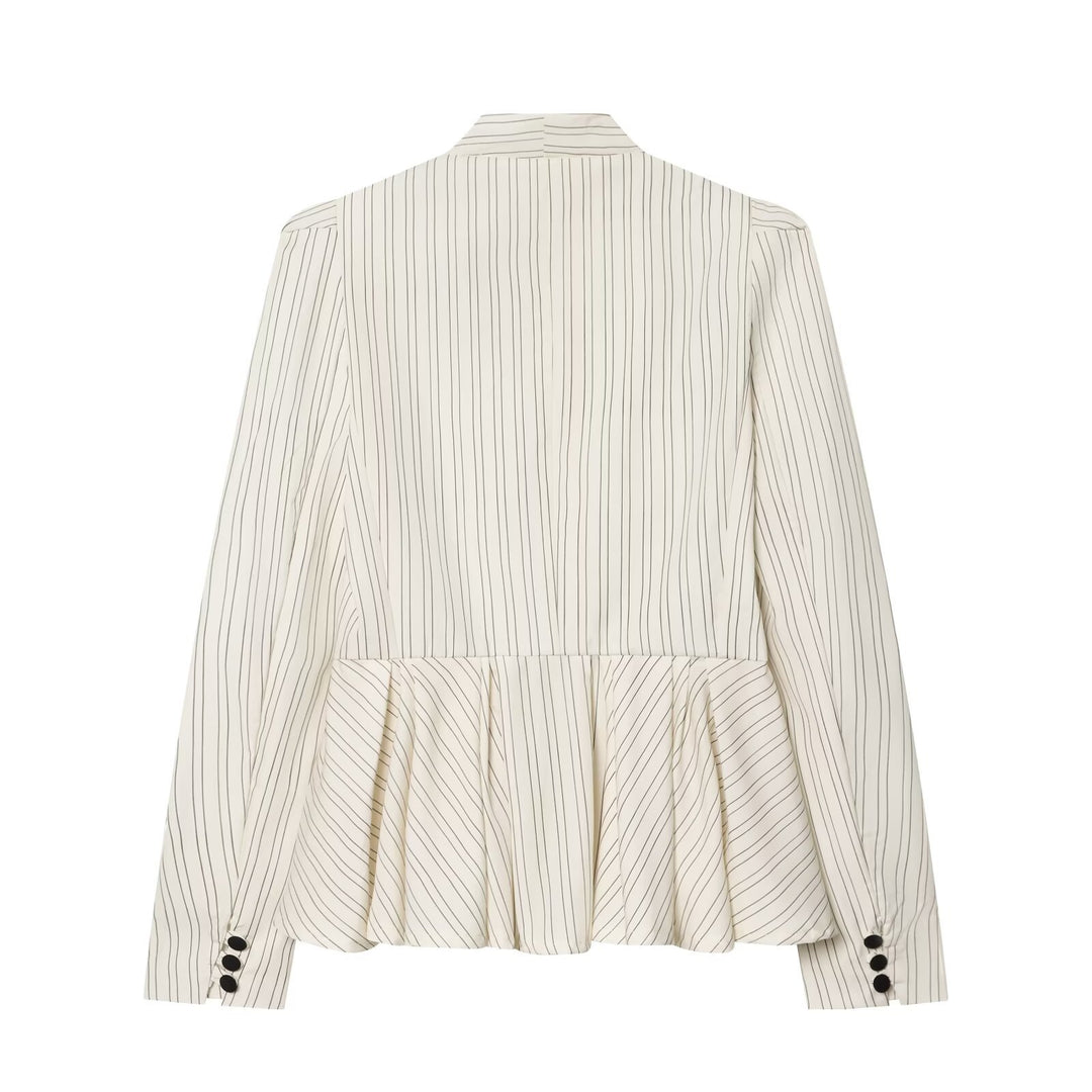 Damen Taillierter Nadelstreifen-Blazer mit Schalkragen und Schößchen Drune