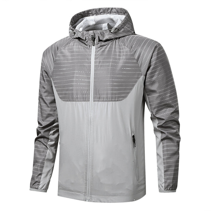 Herren Leichte Reflektierende Kapuzen-Windjacke mit Mesh-Futter und Reißverschlusstaschen Drune