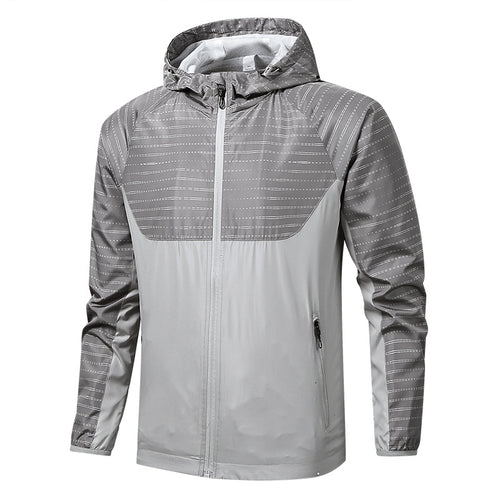 Herren Leichte Reflektierende Kapuzen-Windjacke mit Mesh-Futter und Reißverschlusstaschen Drune