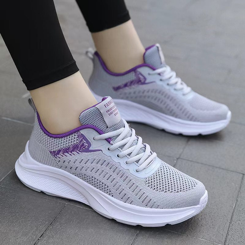 Damen nan nahtloser Strick-Walkingschuh mit atmungsaktivem Maschenoberteil, ergonomischer Wellendämpfung und verstärkter Fersenlasche Drune