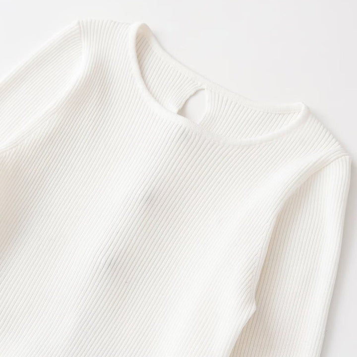 Damen Kurzgeschnittenes Geripptes Feinstrick-Longsleeve mit Tunnelzug Drune
