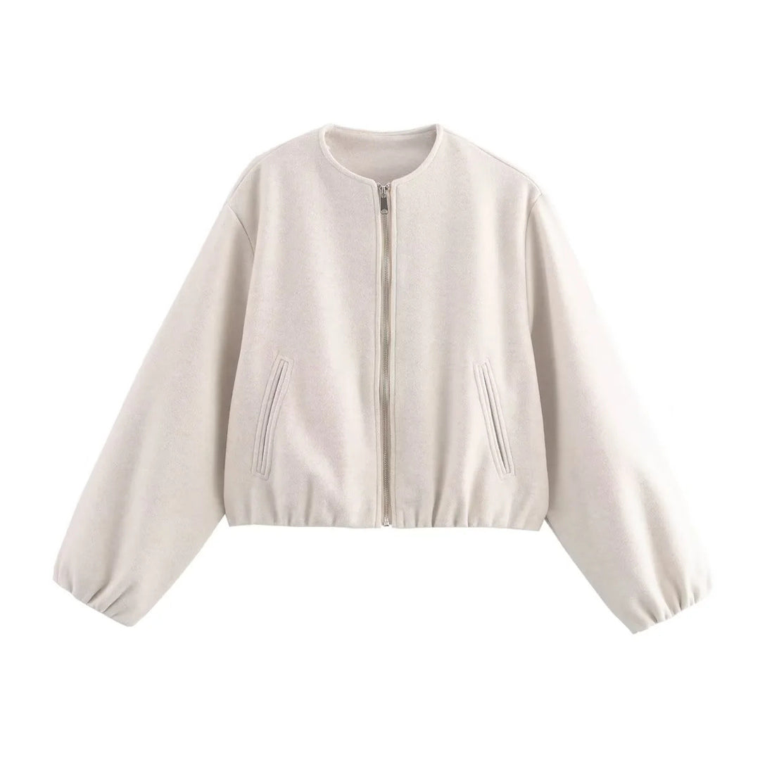 Damen lockere Blousonjacke aus weichem Material Drune