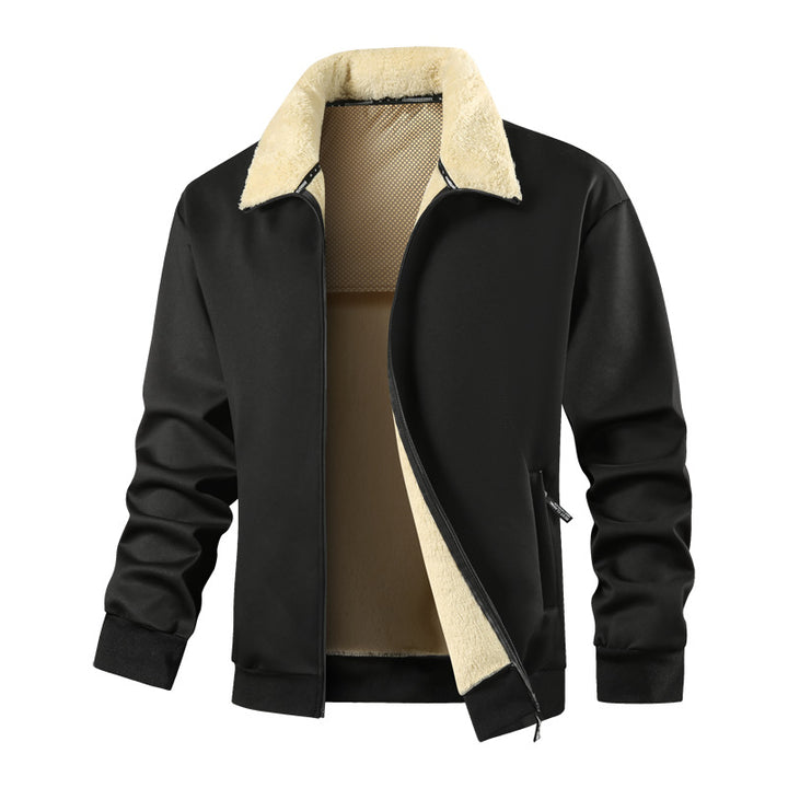 Herren Wattierte Teddyfleece-Bomberjacke mit Stehkragen & durchgehendem Reißverschluss Drune