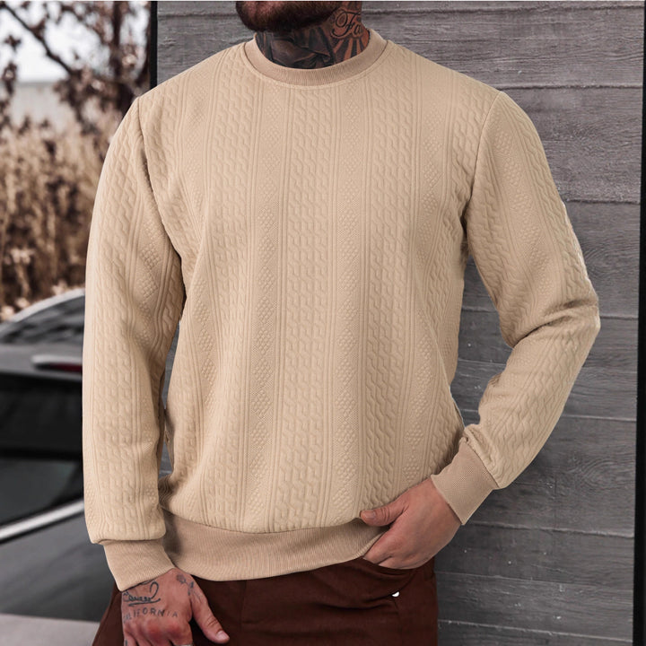 Herren texturiertes Rundhals-Sweatshirt mit feiner Waffelstruktur und gerippten Bündchen Drune