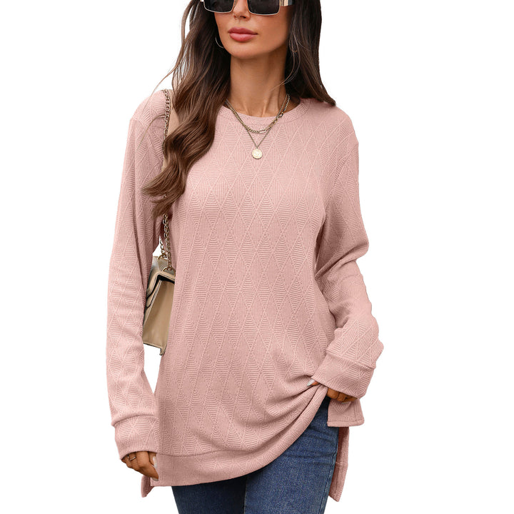 Damen Langarmshirt mit strukturiertem Muster und seitlichen Schlitzen Drune