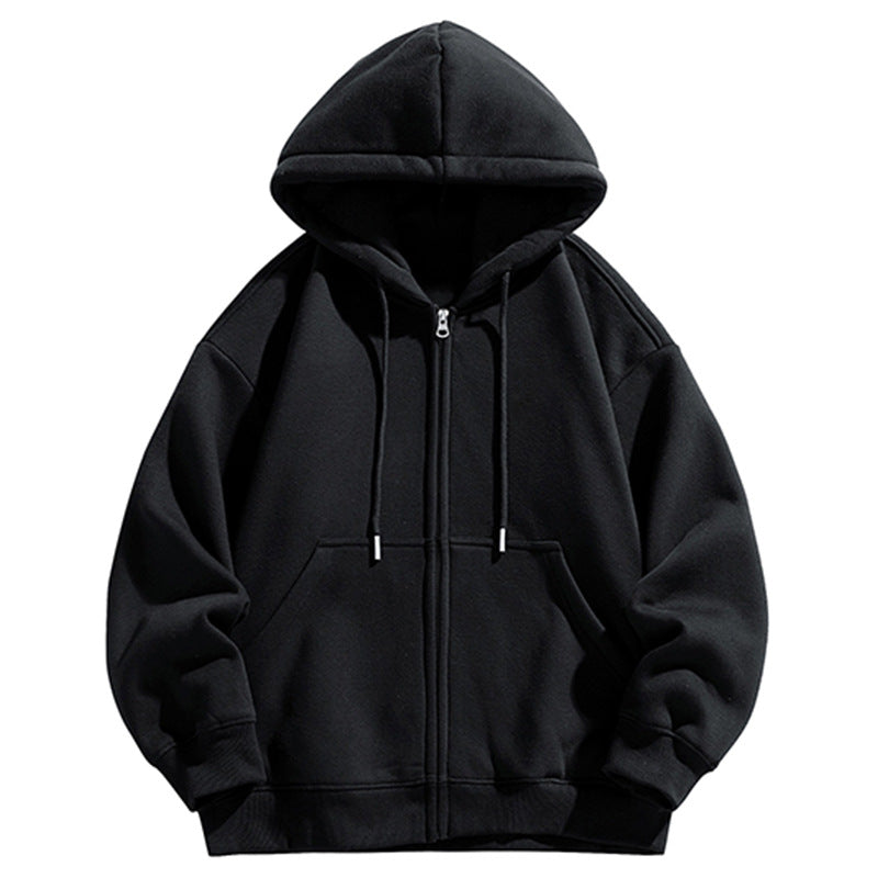 Herren Oversize Kapuzen‑Sweatjacke mit durchgehendem Reißverschluss und Kängurutasche Drune
